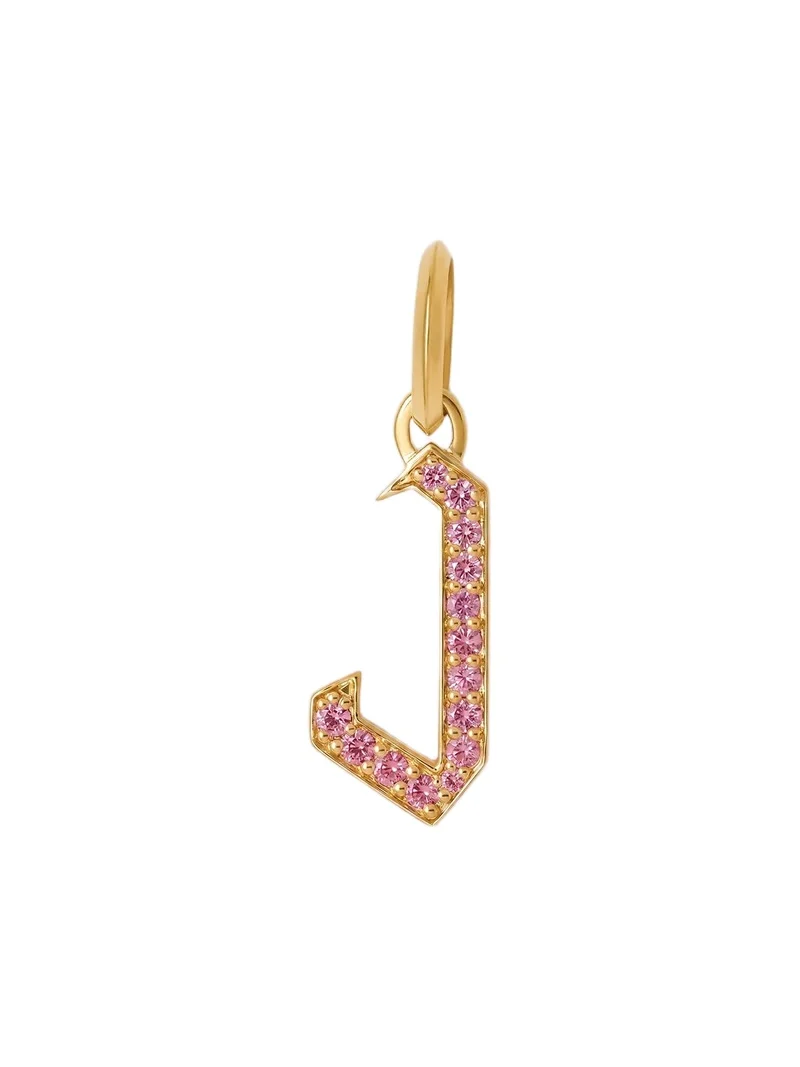 Jennifer Fisher Jennifer Fisher Capital Gothic Letter Charm with Pavé Gemstones Pink Sapphire / J