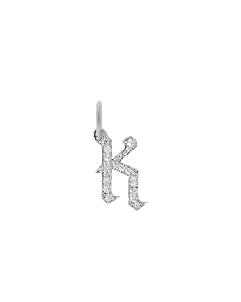 Jennifer Fisher Jennifer Fisher Capital Gothic Letter Charm with Pavé White Diamonds K / 18K