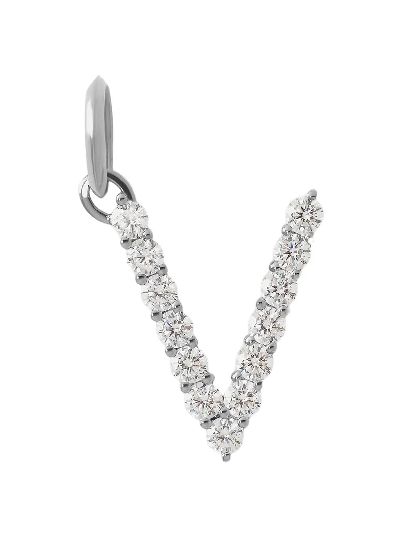 Jennifer Fisher Jennifer Fisher Large Floating Diamond Minimal Block Letter V / 18K White Gold