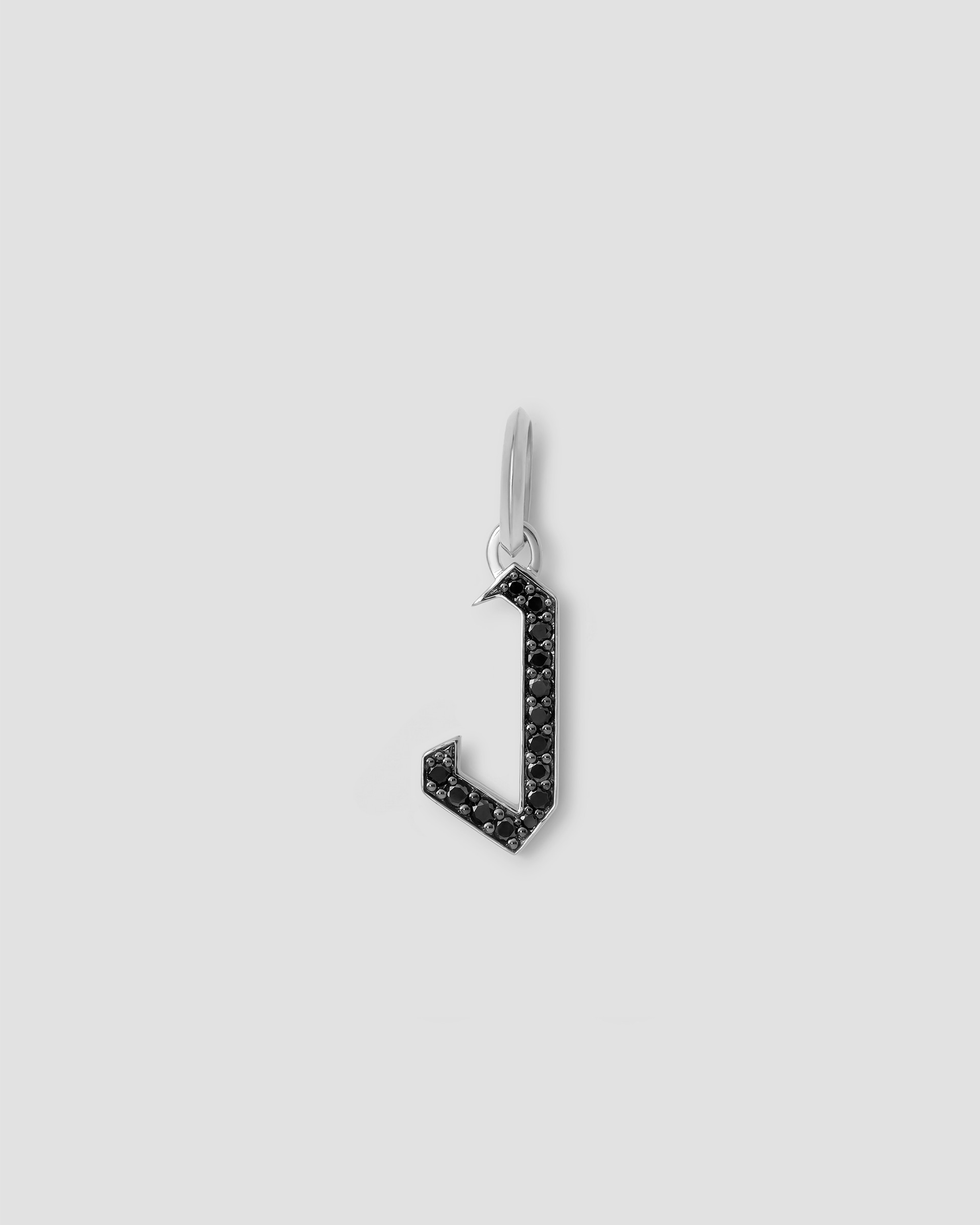 Jennifer Fisher Jennifer Fisher Capital Gothic Letter Charm with Pavé Black Diamonds 18K White Gold / J