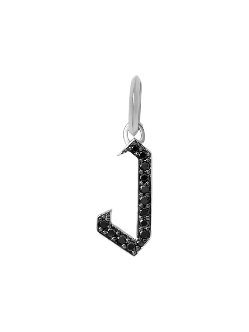 Jennifer Fisher Jennifer Fisher Capital Gothic Letter Charm with Pavé Black Diamonds 18K White Gold / J