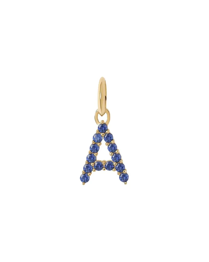 Jennifer Fisher Medium Floating Sapphire Minimal Block Letter 18K Yellow Gold / A Jennifer Fisher Medium Floating Sapphire Minimal Block Letter 18K Yellow Gold / A