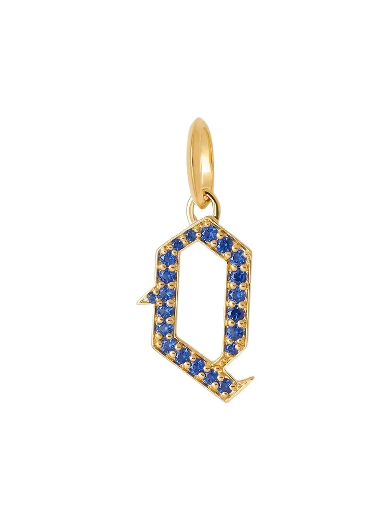Jennifer Fisher Jennifer Fisher Capital Gothic Letter Charm with Pavé Gemstones Blue Sapphire / Q