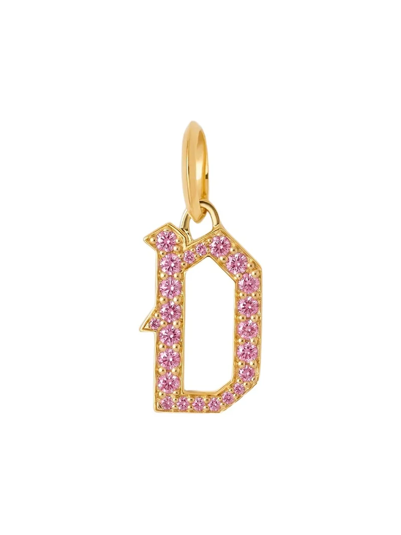 Jennifer Fisher Jennifer Fisher Capital Gothic Letter Charm with Pavé Gemstones Pink Sapphire / D