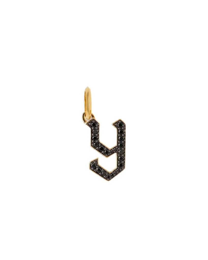 Jennifer Fisher Jennifer Fisher Capital Gothic Letter Charm with Pavé Black Diamonds 18K Yellow Gold / Y
