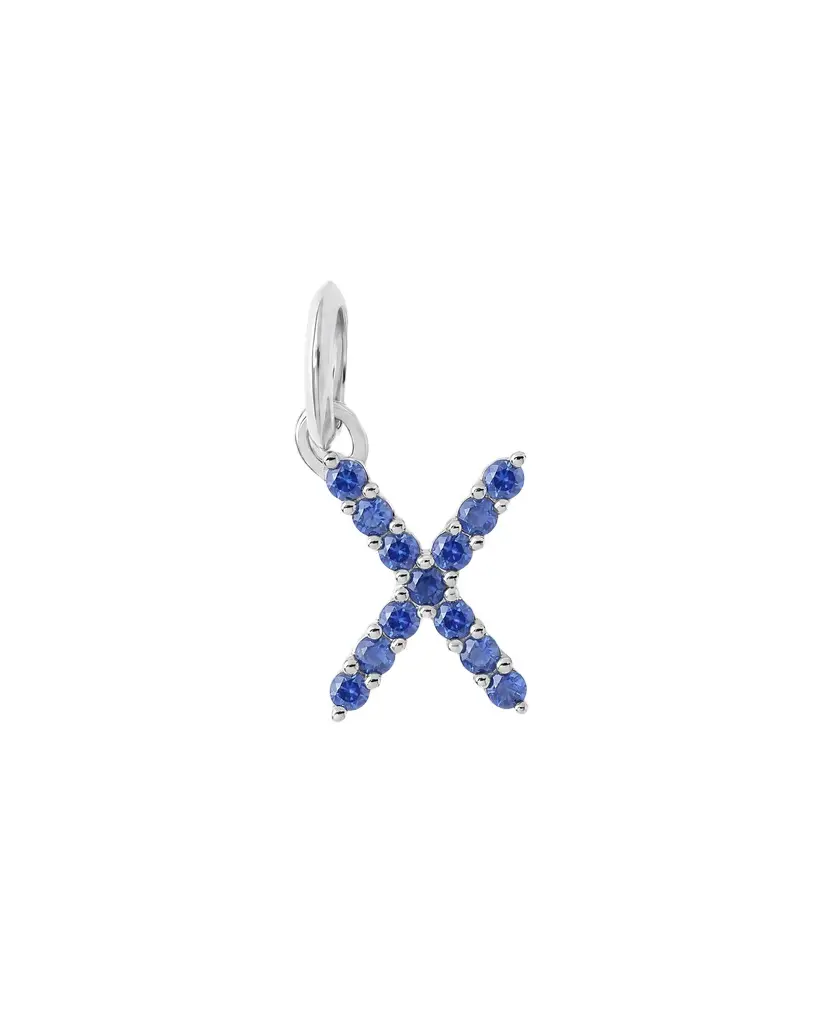 Jennifer Fisher Medium Floating Sapphire Minimal Block Letter 18K White Gold / X