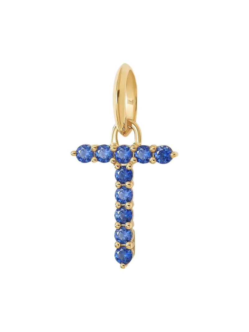 Jennifer Fisher Medium Floating Sapphire Minimal Block Letter 18K Yellow Gold / T