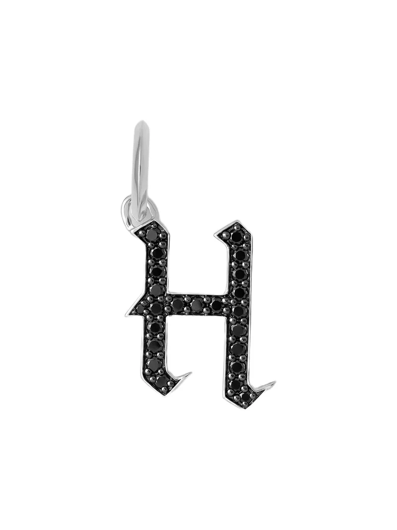 Jennifer Fisher Jennifer Fisher Capital Gothic Letter Charm with Pavé Black Diamonds 18K White Gold / H