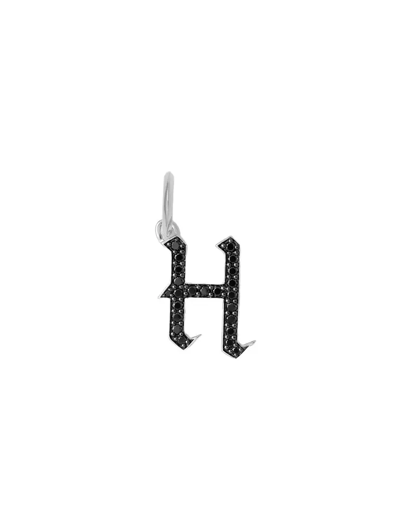 Jennifer Fisher Jennifer Fisher Capital Gothic Letter Charm with Pavé Black Diamonds 18K White Gold / H