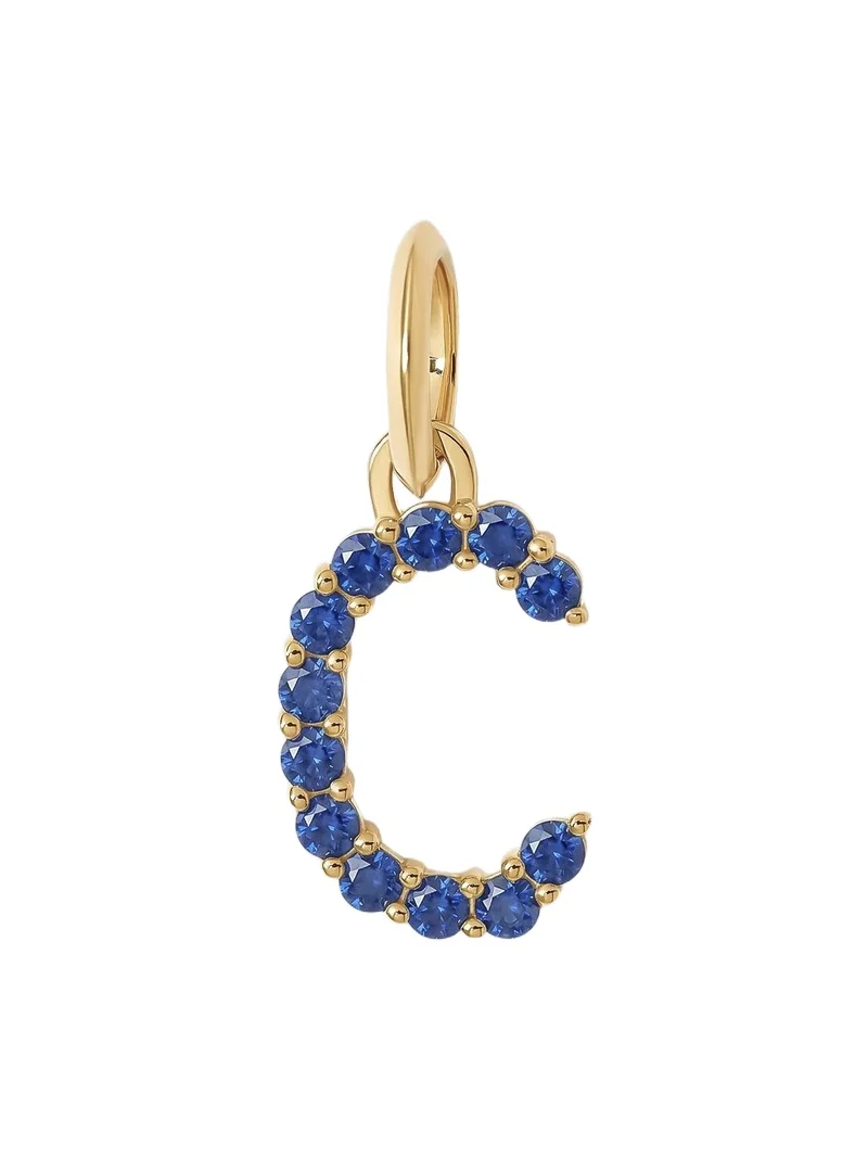 Jennifer Fisher Medium Floating Sapphire Minimal Block Letter 18K Yellow Gold / C