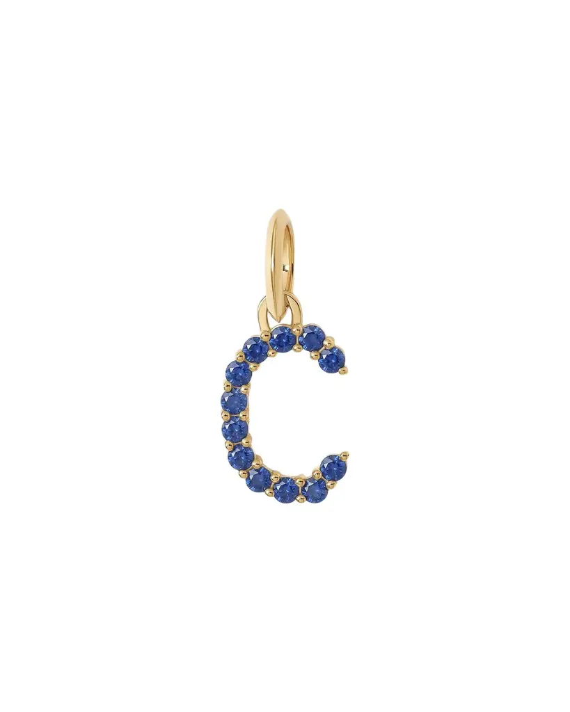 Jennifer Fisher Jennifer Fisher Medium Floating Sapphire Minimal Block Letter 18K Yellow Gold / C