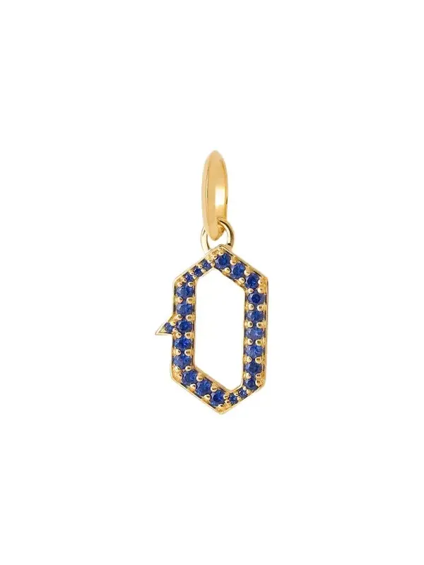Jennifer Fisher Jennifer Fisher Capital Gothic Letter Charm with Pavé Gemstones Blue Sapphire / O
