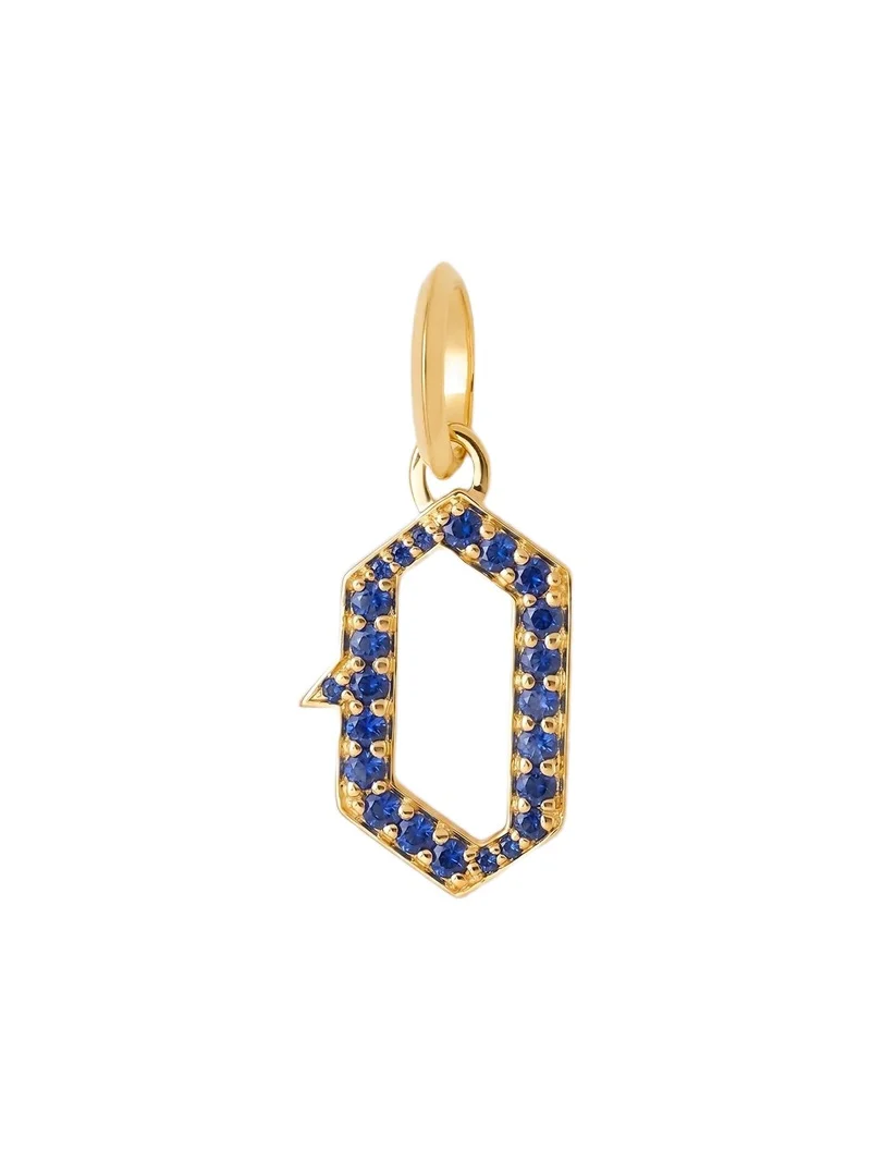 Jennifer Fisher Jennifer Fisher Capital Gothic Letter Charm with Pavé Gemstones Blue Sapphire / O