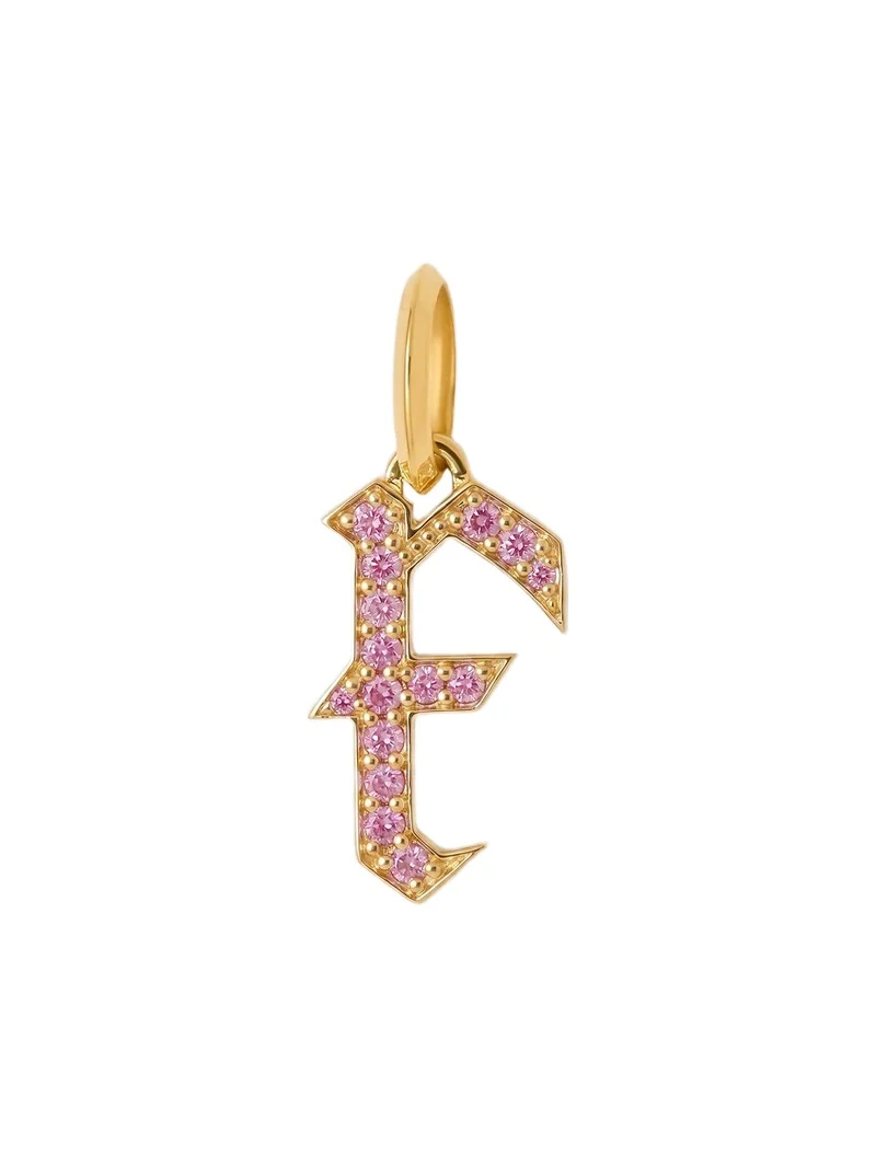 Jennifer Fisher Jennifer Fisher Capital Gothic Letter Charm with Pavé Gemstones Pink Sapphire / F