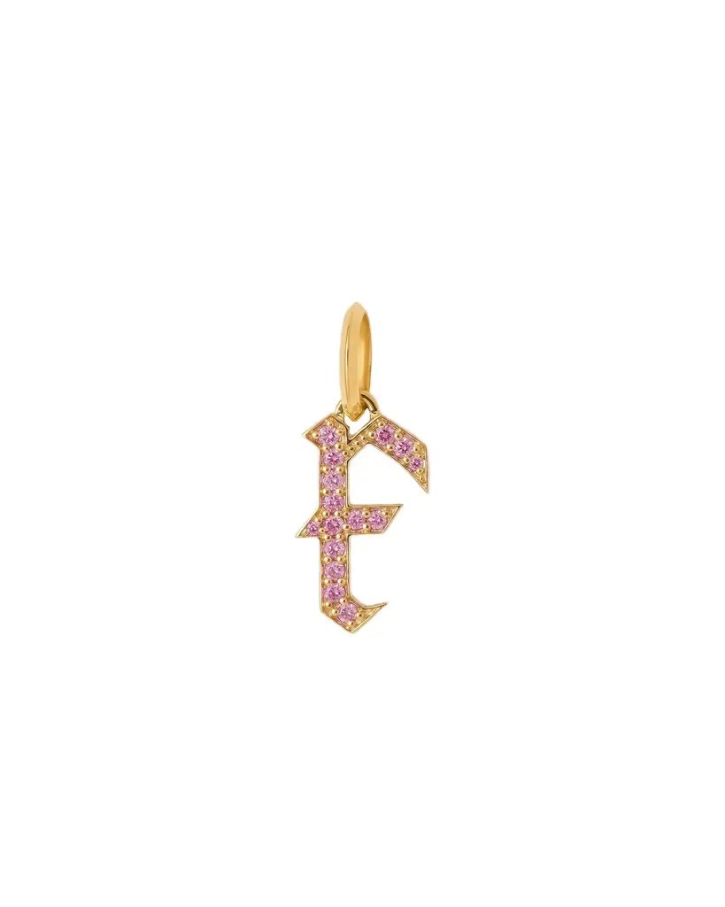 Jennifer Fisher Jennifer Fisher Capital Gothic Letter Charm with Pavé Gemstones Pink Sapphire / F