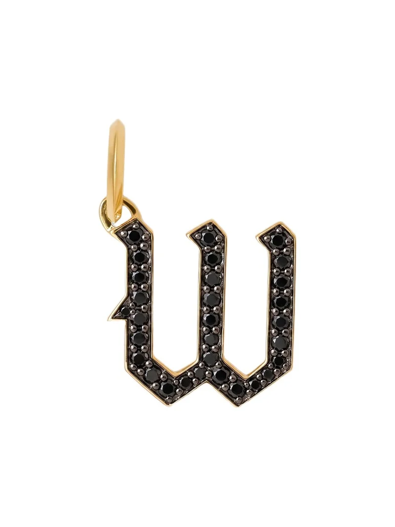 Jennifer Fisher Jennifer Fisher Capital Gothic Letter Charm with Pavé Black Diamonds 18K Yellow Gold / W