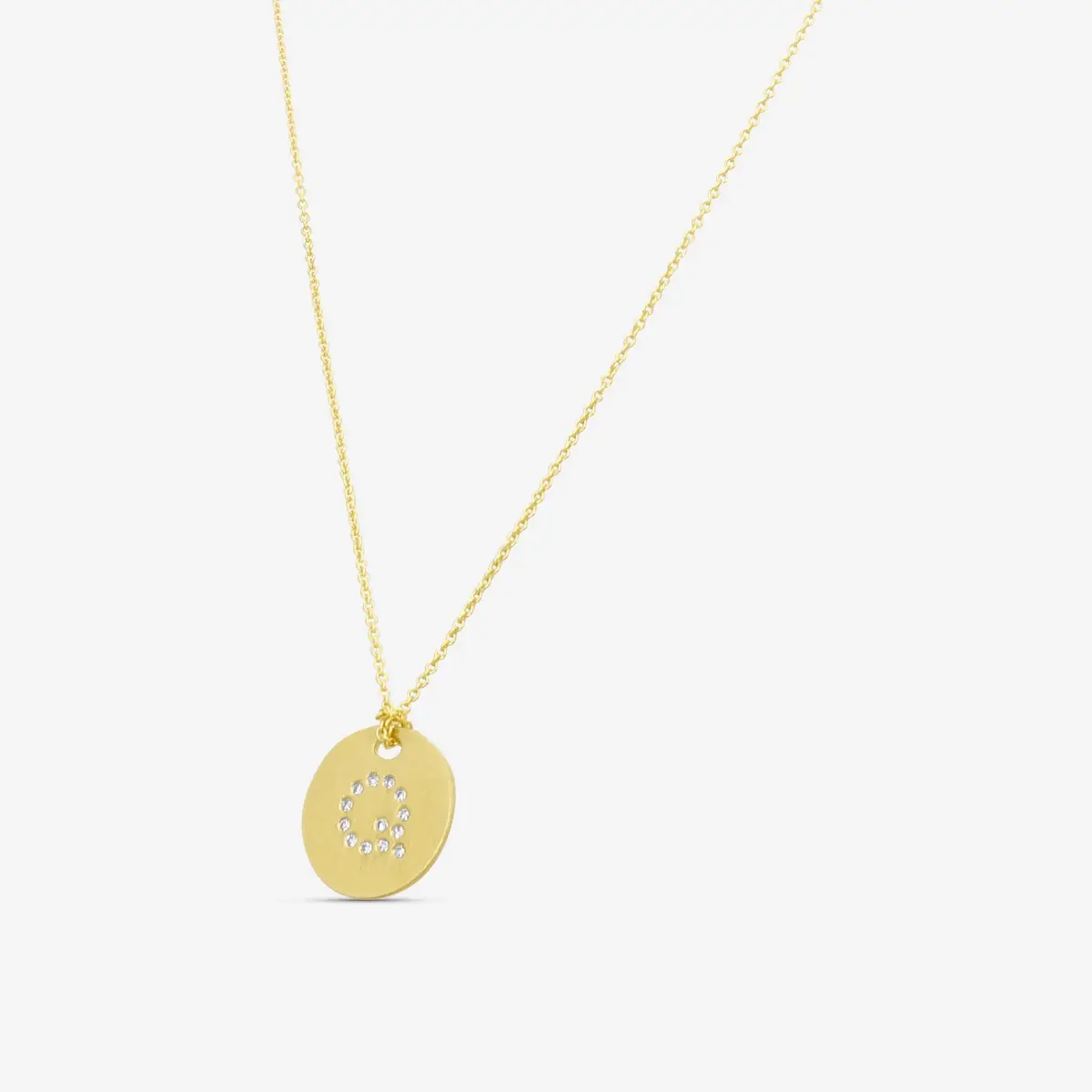 Roberto Coin Roberto Coin Tiny Treasures "Q" 18K Yellow Gold Diamond Circle Necklace by The Solist | Thumbnail 2