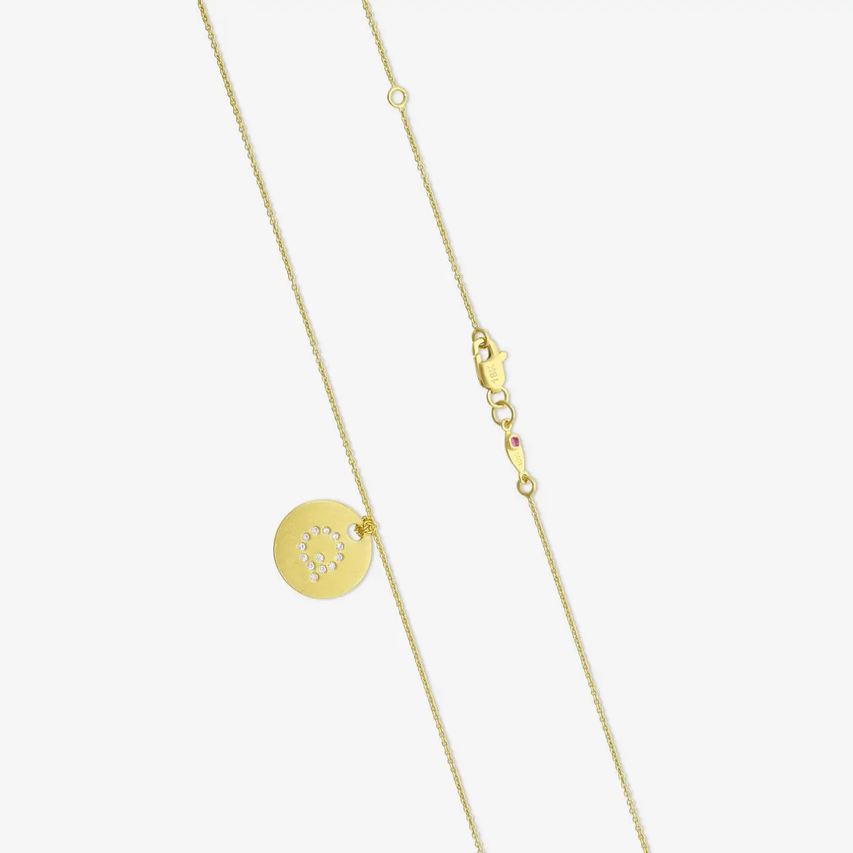 Roberto Coin Roberto Coin Tiny Treasures "Q" 18K Yellow Gold Diamond Circle Necklace by The Solist | Thumbnail 3