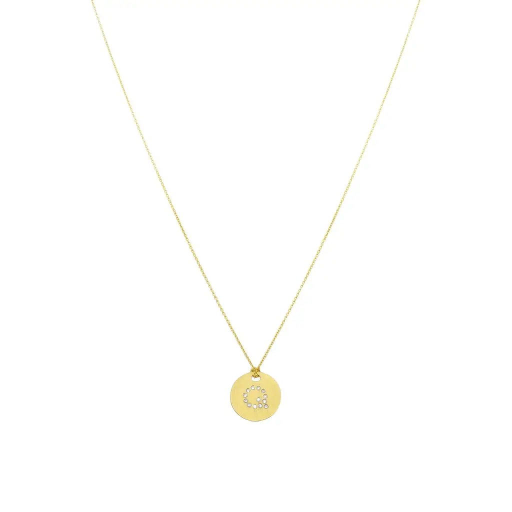 Roberto Coin Roberto Coin Tiny Treasures "Q" 18K Yellow Gold Diamond Circle Necklace by The Solist
