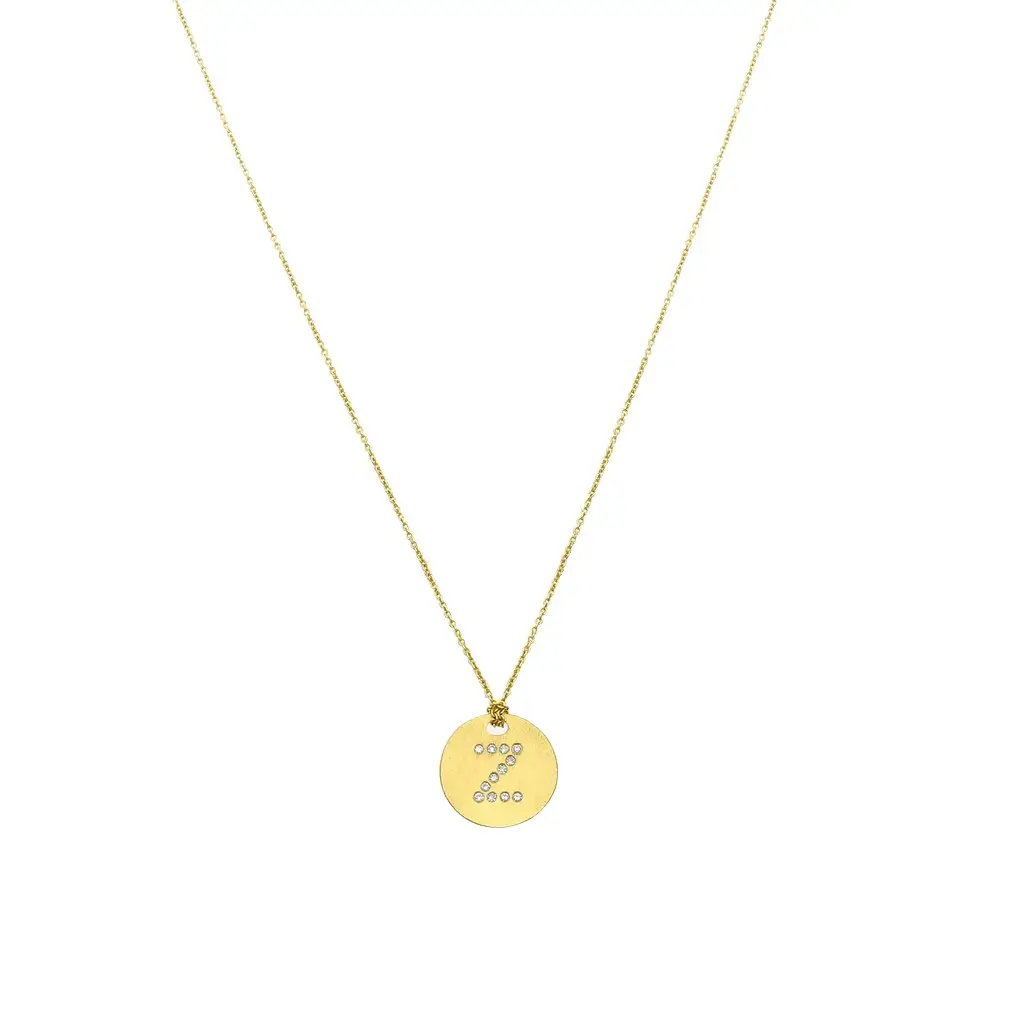 Roberto Coin Roberto Coin Tiny Treasures "Z" 18K Yellow Gold Diamond Circle Necklace by The Solist