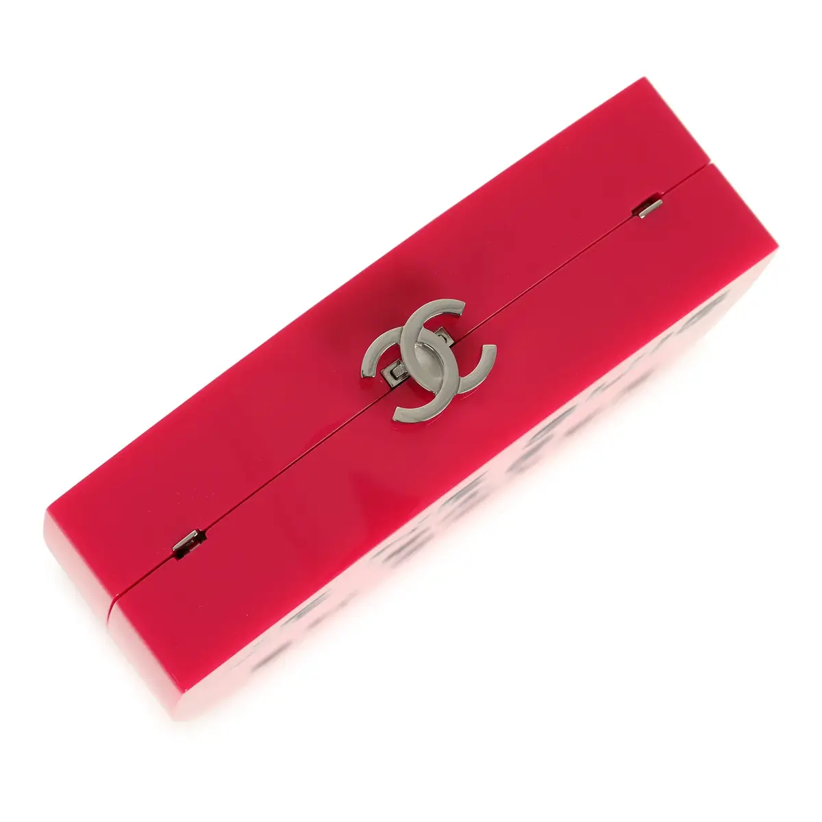 Chanel Chanel "Je Ne Suis Pas En Solde" Minaudiere Clutch with Chain Fuchsia, Navy Blue Plexiglass, Resin Silver Hardware | Thumbnail 7 Chanel Chanel "Je Ne Suis Pas En Solde" Minaudiere Clutch with Chain Fuchsia, Navy Blue Plexiglass, Resin Silver Hardware | Thumbnail 7