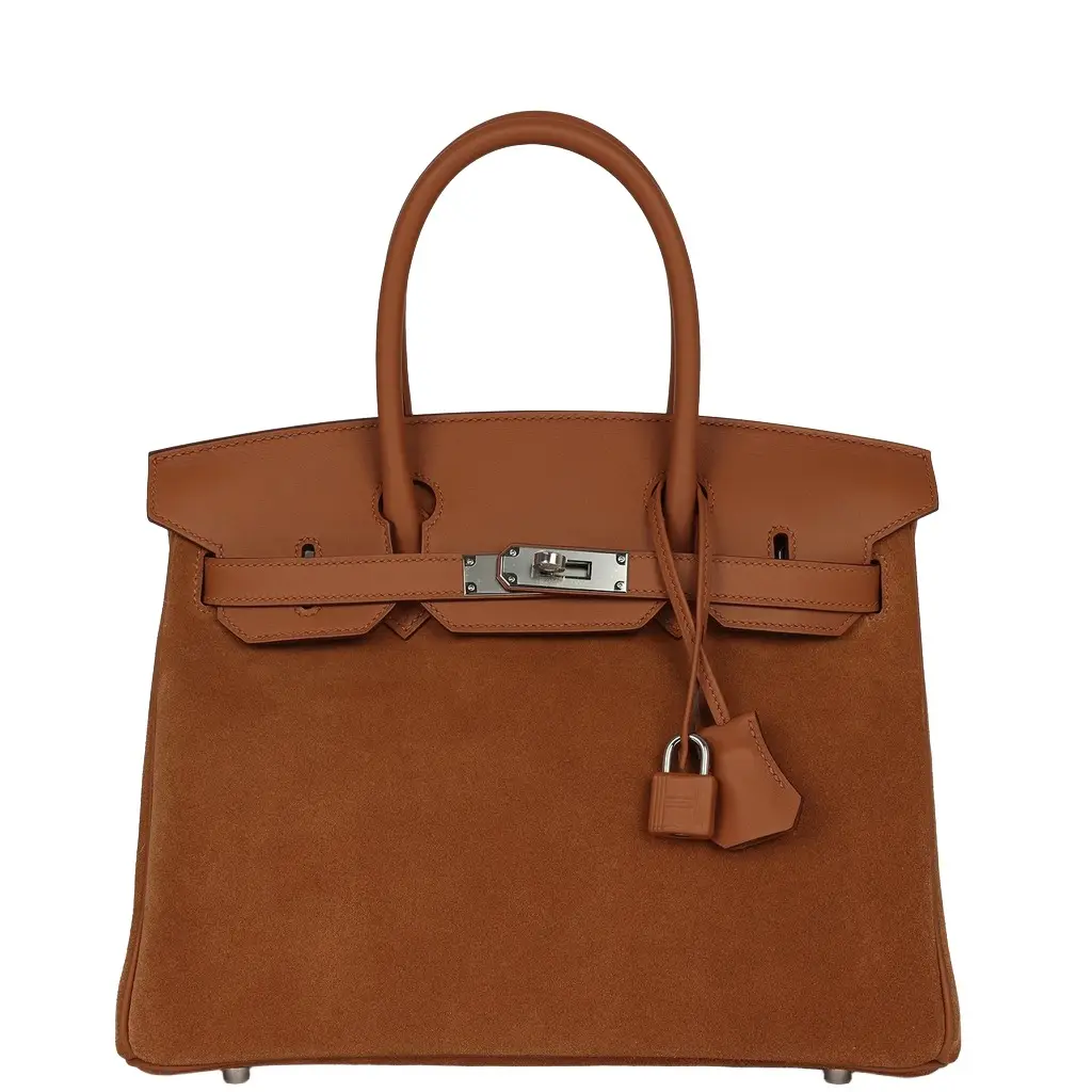 HERMÈS Hermes Birkin 30 Chamois Grizzly, Gold Swift Palladium Hardware