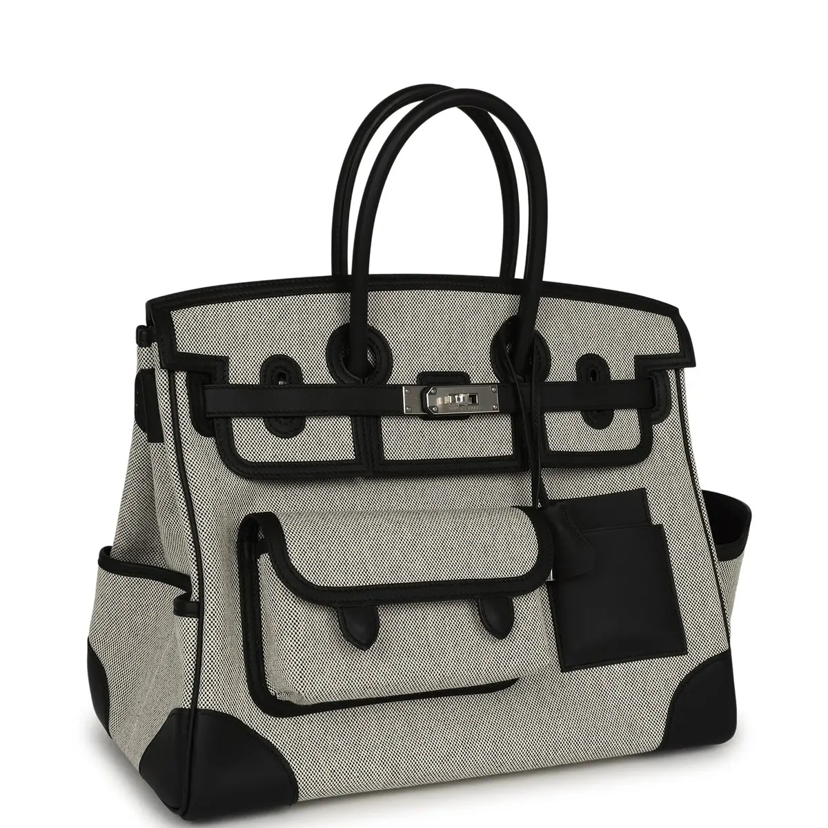 HERMÈS Hermes Birkin 35 Cargo Ecru-Black Swift and Toile H Canvas Palladium Hardware | Thumbnail 2 HERMÈS Hermes Birkin 35 Cargo Ecru-Black Swift and Toile H Canvas Palladium Hardware | Thumbnail 2