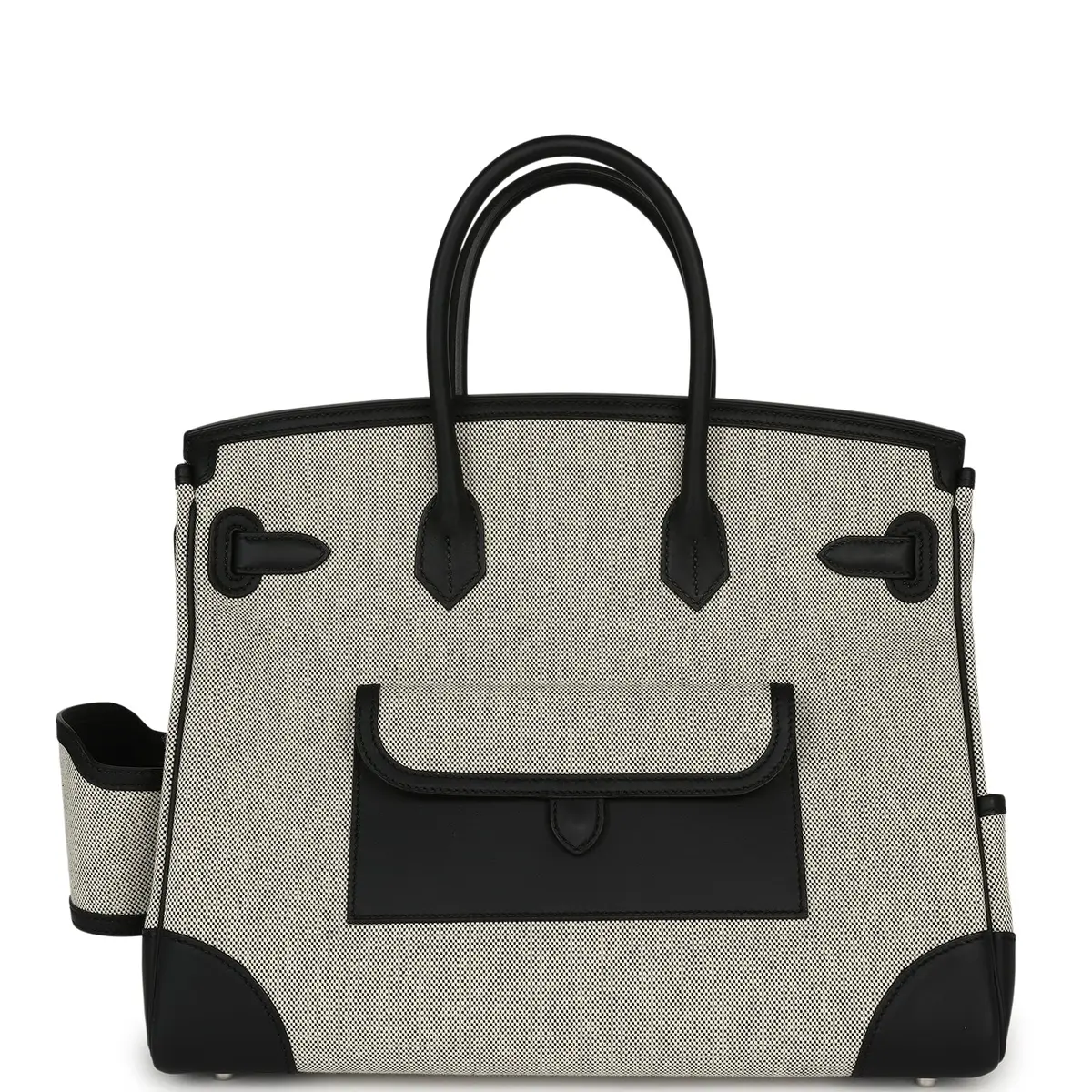 HERMÈS Hermes Birkin 35 Cargo Ecru-Black Swift and Toile H Canvas Palladium Hardware | Thumbnail 4 HERMÈS Hermes Birkin 35 Cargo Ecru-Black Swift and Toile H Canvas Palladium Hardware | Thumbnail 4