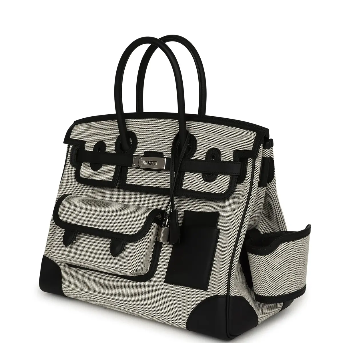 HERMÈS Hermes Birkin 35 Cargo Ecru-Black Swift and Toile H Canvas Palladium Hardware | Thumbnail 5 HERMÈS Hermes Birkin 35 Cargo Ecru-Black Swift and Toile H Canvas Palladium Hardware | Thumbnail 5