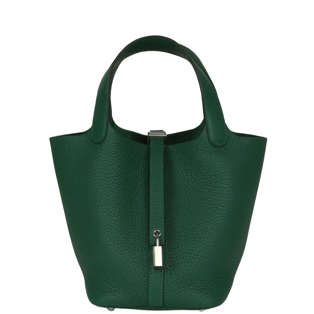 Hermes Picotin Lock 18 Vert Moyen Clemence Palladium Hardware Hermes Picotin Lock 18 Vert Moyen Clemence Palladium Hardware