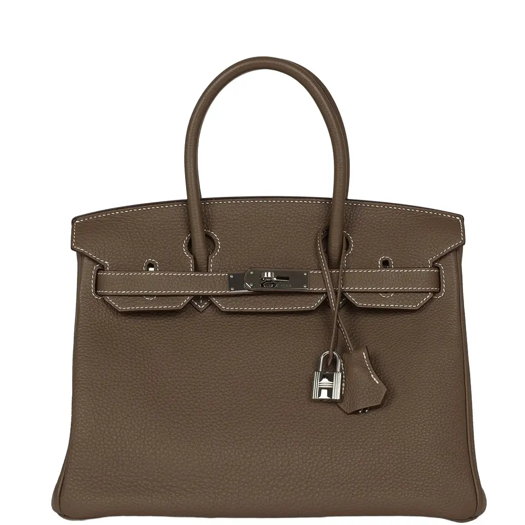 Pre-owned Hermes Birkin 30 Etoupe Togo Palladium Hardware Pre-owned Hermes Birkin 30 Etoupe Togo Palladium Hardware