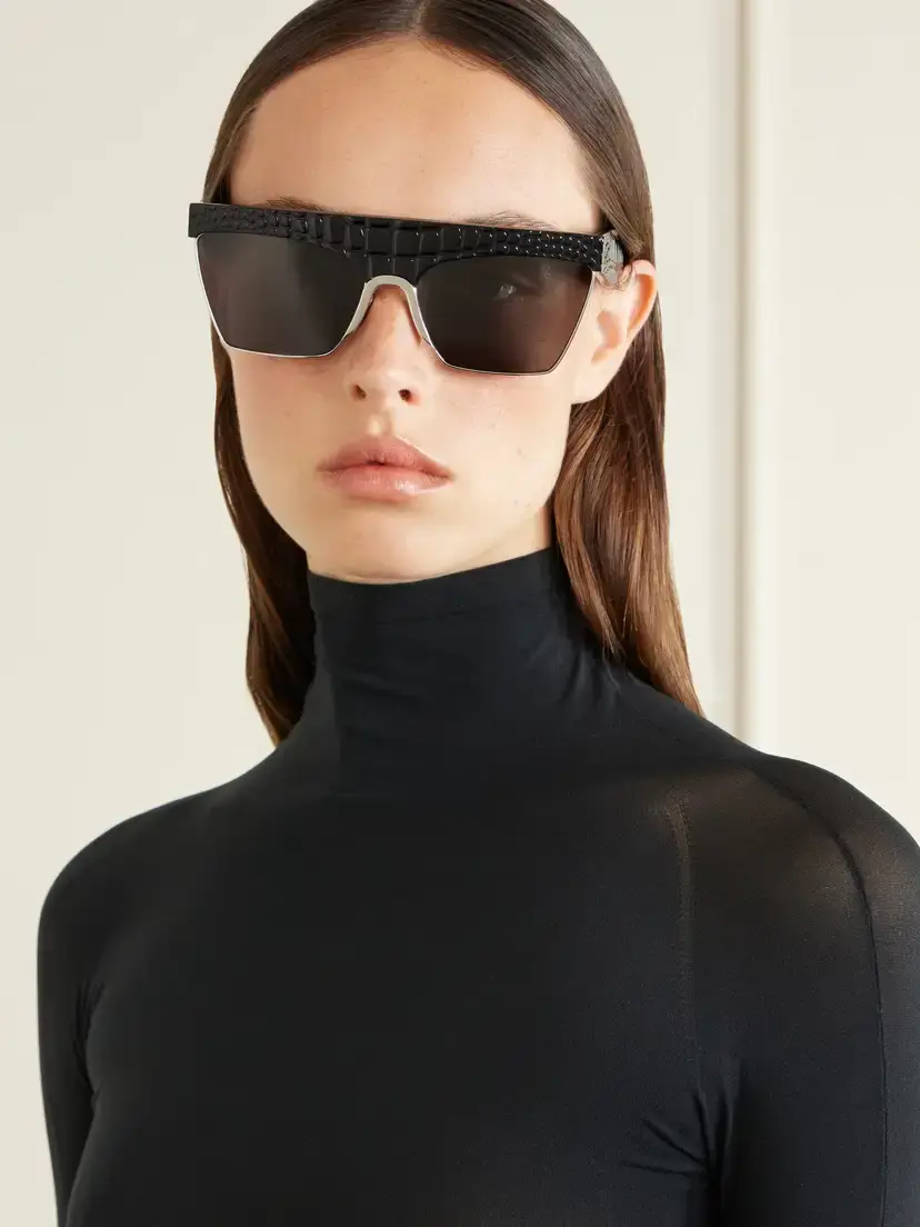 Alaïa D-frame Croc-effect Recycled-acetate And Silver-tone Metal Sunglasses | Thumbnail 2 Alaïa D-frame Croc-effect Recycled-acetate And Silver-tone Metal Sunglasses | Thumbnail 2