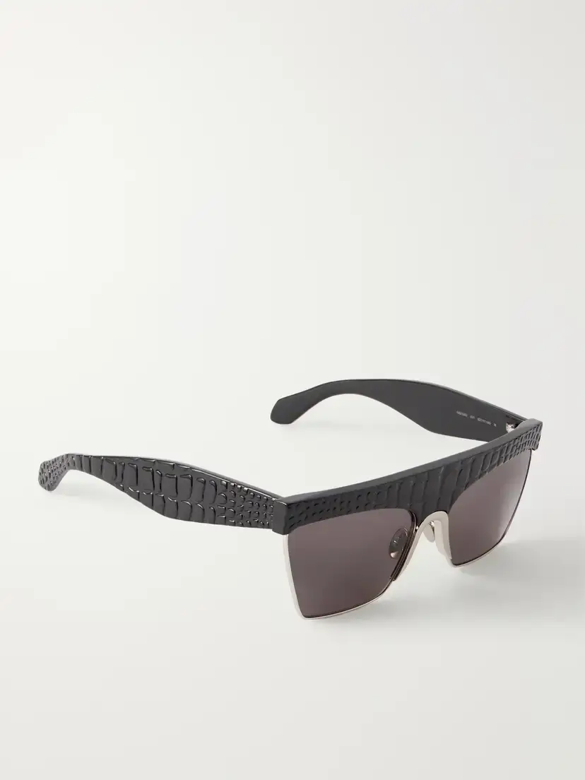 Alaïa D-frame Croc-effect Recycled-acetate And Silver-tone Metal Sunglasses | Thumbnail 3 Alaïa D-frame Croc-effect Recycled-acetate And Silver-tone Metal Sunglasses | Thumbnail 3