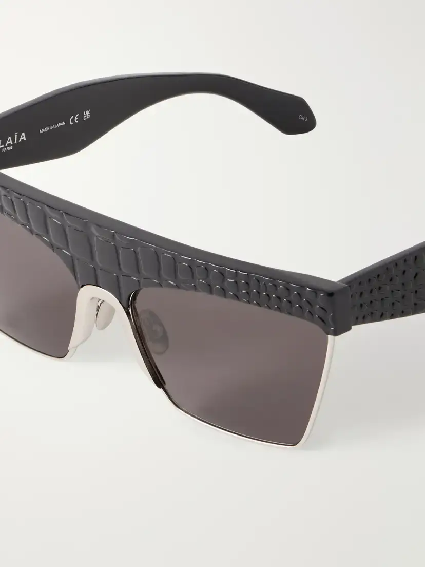 Alaïa D-frame Croc-effect Recycled-acetate And Silver-tone Metal Sunglasses | Thumbnail 4 Alaïa D-frame Croc-effect Recycled-acetate And Silver-tone Metal Sunglasses | Thumbnail 4