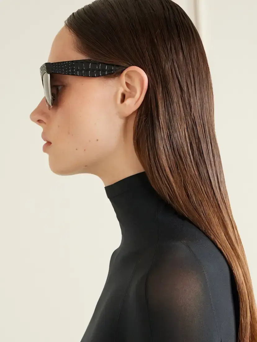 Alaïa D-frame Croc-effect Recycled-acetate And Silver-tone Metal Sunglasses | Thumbnail 5 Alaïa D-frame Croc-effect Recycled-acetate And Silver-tone Metal Sunglasses | Thumbnail 5