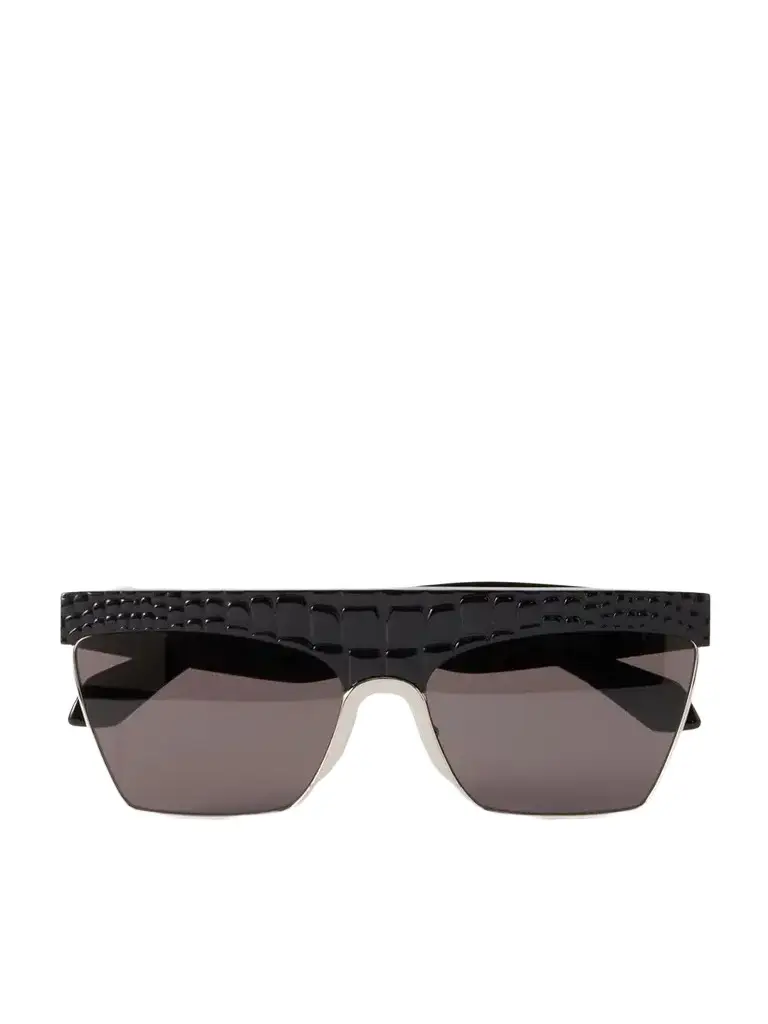 Alaïa D-frame Croc-effect Recycled-acetate And Silver-tone Metal Sunglasses