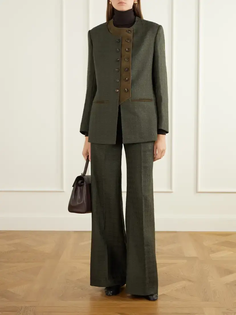 Giuliva Heritage The Lara Twill-trimmed Wool And Mohair-blend Bouclé Blazer | Thumbnail 2 Giuliva Heritage The Lara Twill-trimmed Wool And Mohair-blend Bouclé Blazer | Thumbnail 2