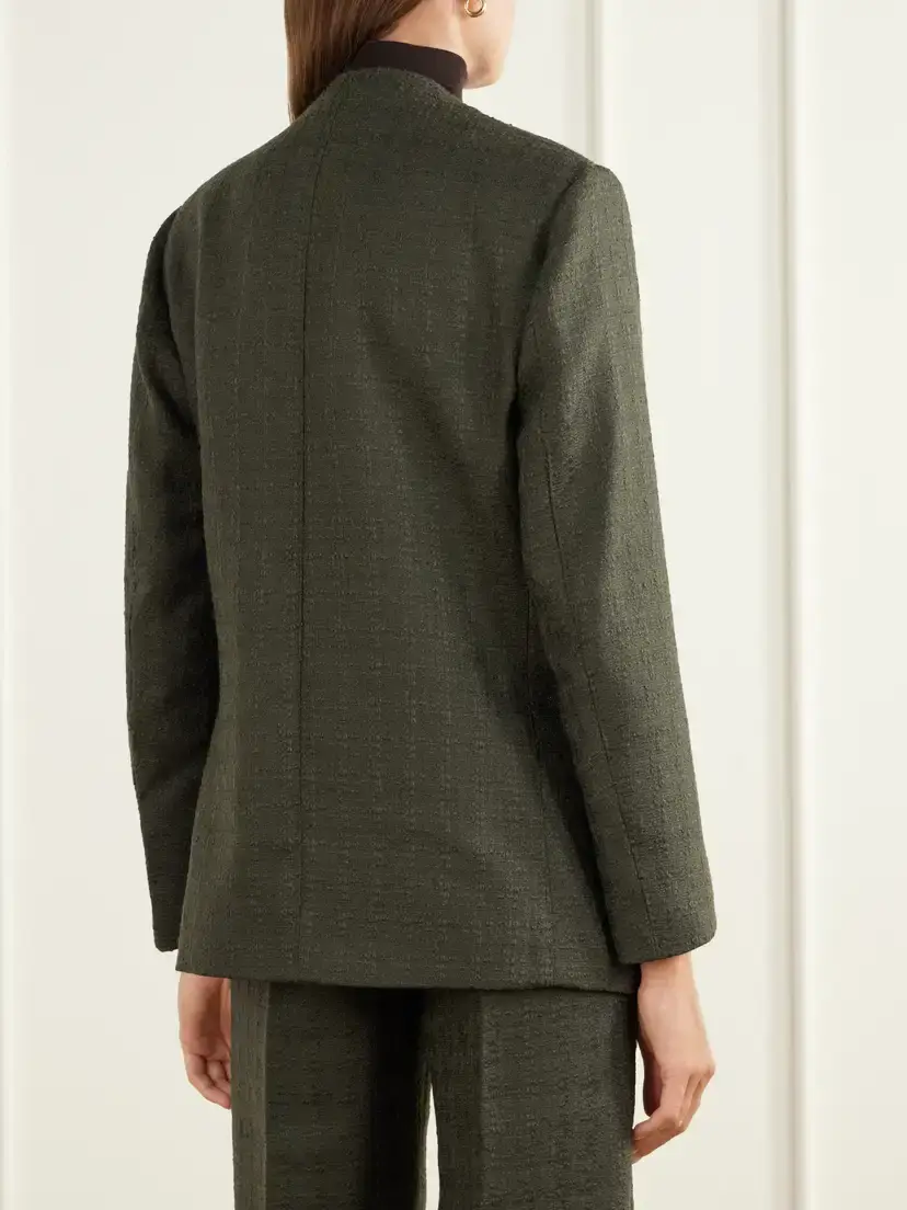 Giuliva Heritage The Lara Twill-trimmed Wool And Mohair-blend Bouclé Blazer | Thumbnail 3 Giuliva Heritage The Lara Twill-trimmed Wool And Mohair-blend Bouclé Blazer | Thumbnail 3