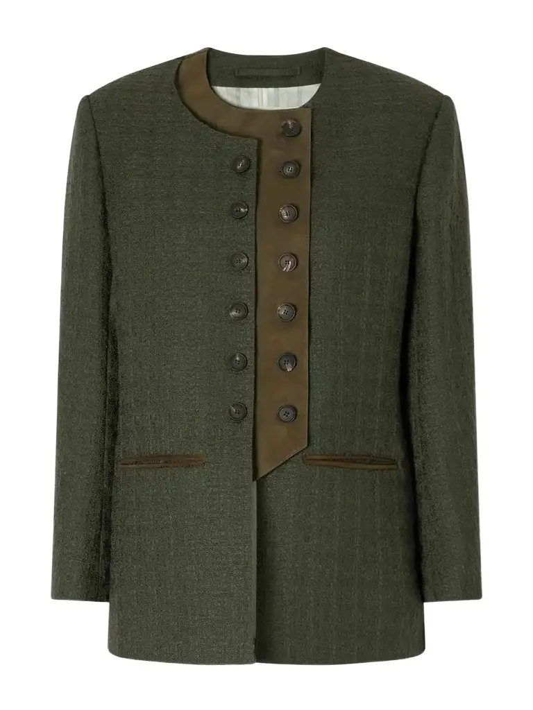 Giuliva Heritage The Lara Twill-trimmed Wool And Mohair-blend Bouclé Blazer