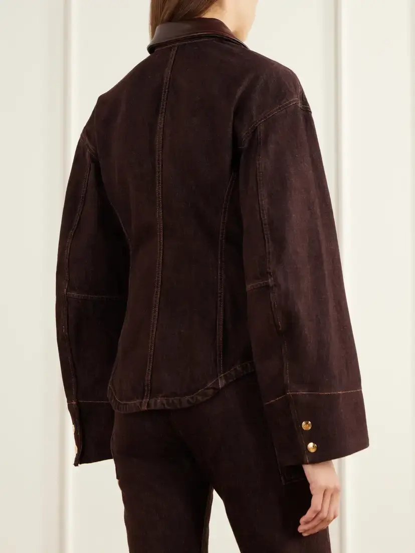 RÙADH The Lennox Paneled Leather-trimmed Denim Jacket | Thumbnail 3 RÙADH The Lennox Paneled Leather-trimmed Denim Jacket | Thumbnail 3