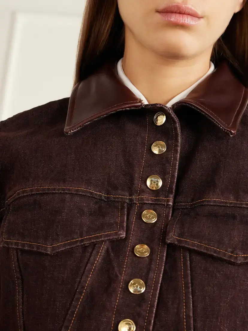 RÙADH The Lennox Paneled Leather-trimmed Denim Jacket | Thumbnail 4 RÙADH The Lennox Paneled Leather-trimmed Denim Jacket | Thumbnail 4