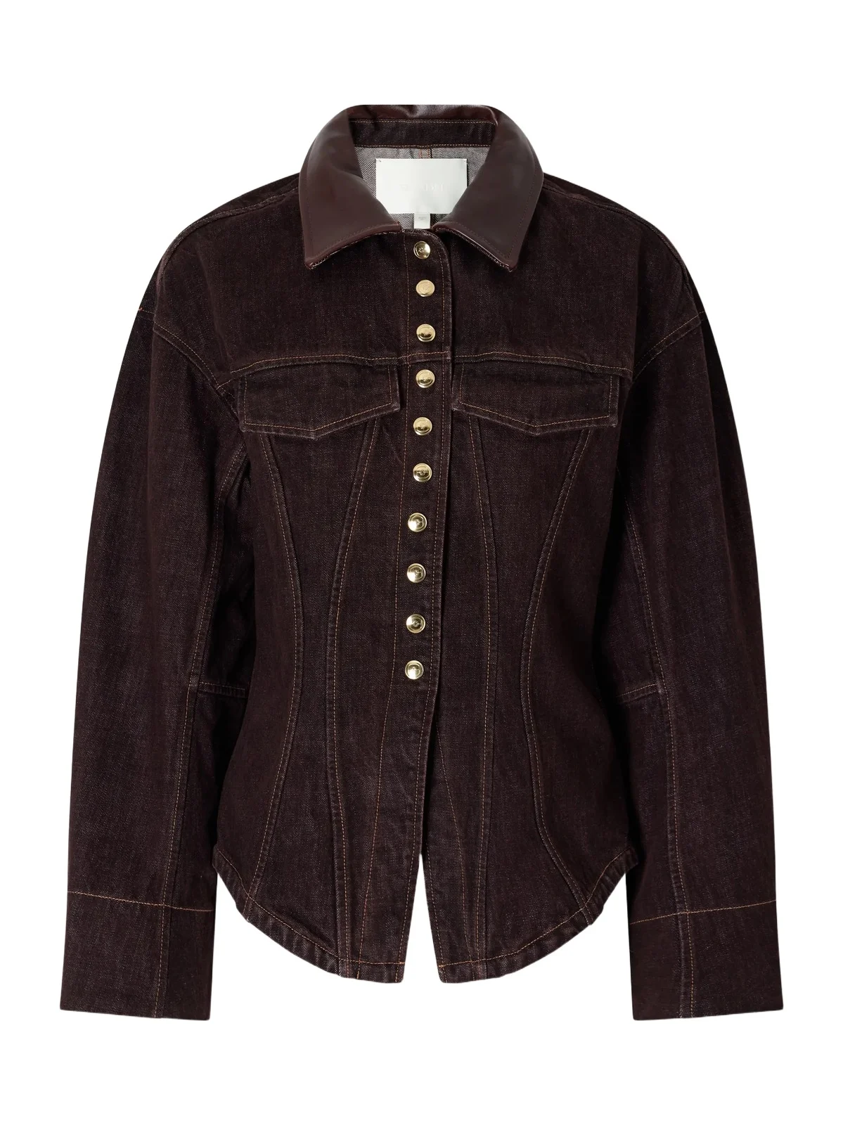 The Lennox Paneled Leather-trimmed Denim Jacket The Lennox Paneled Leather-trimmed Denim Jacket