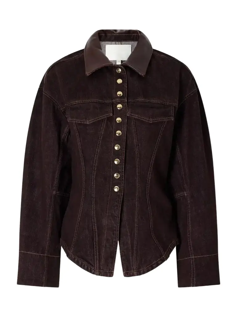 RÙADH The Lennox Paneled Leather-trimmed Denim Jacket