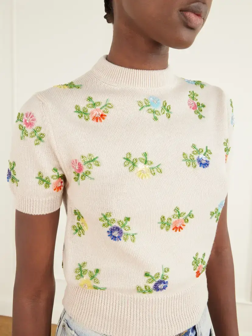 Rabanne Floral-embellished Merino Wool Sweater | Thumbnail 4 Rabanne Floral-embellished Merino Wool Sweater | Thumbnail 4