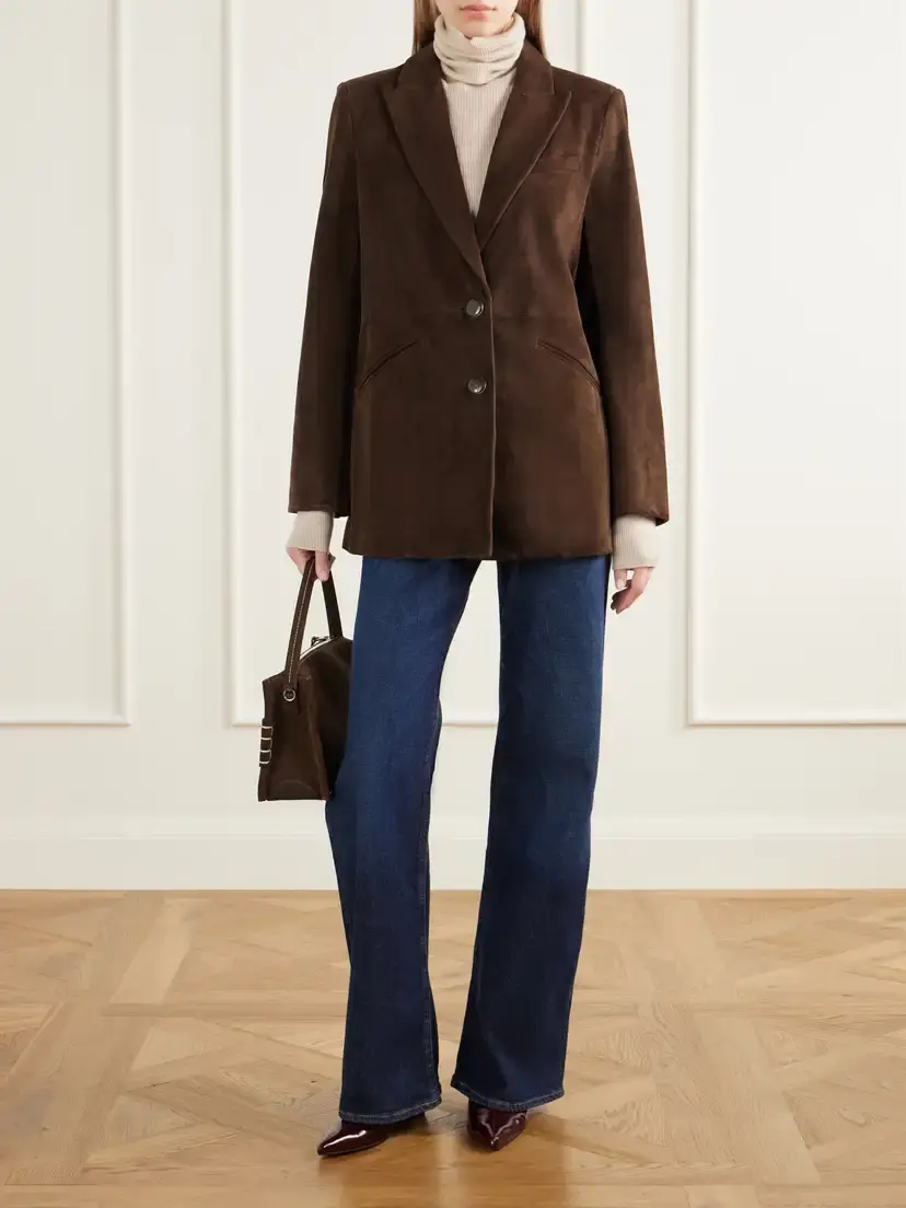 Veronica Beard Maci Dickey Paneled Suede Blazer | Thumbnail 2 Veronica Beard Maci Dickey Paneled Suede Blazer | Thumbnail 2