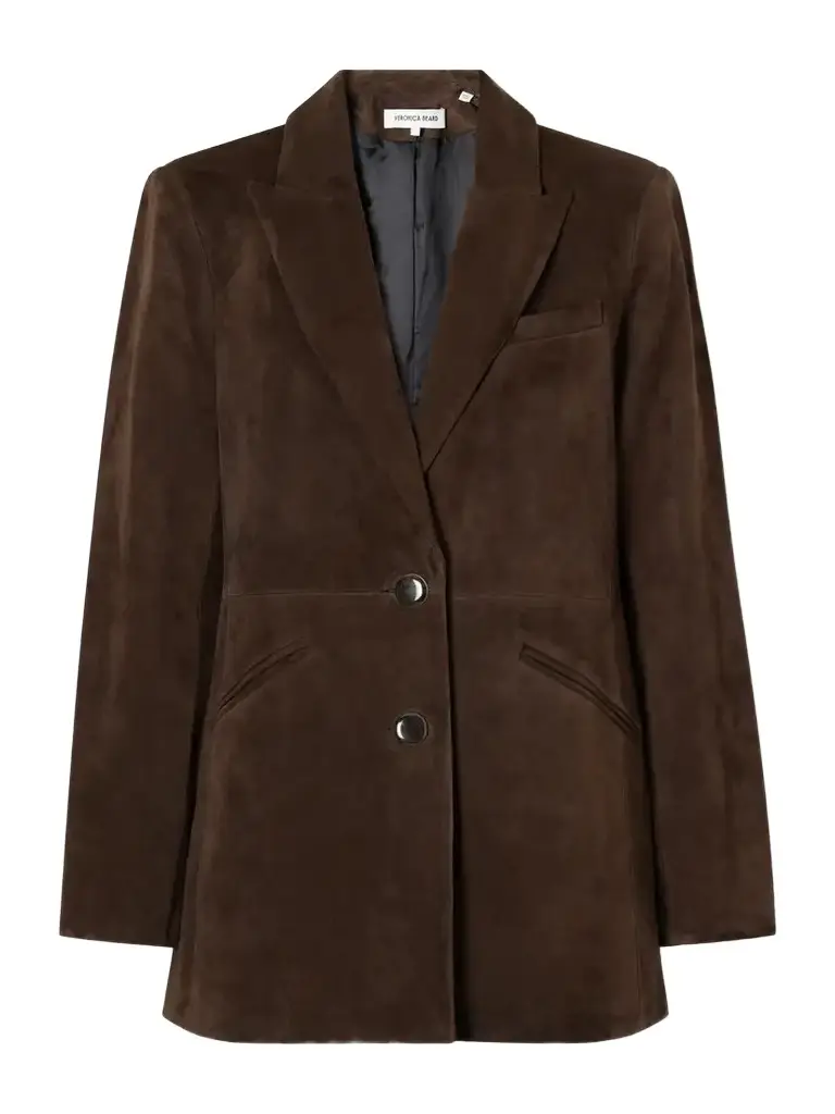 Veronica Beard Maci Dickey Paneled Suede Blazer