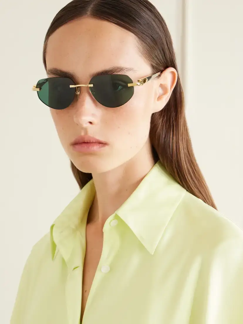 Cartier Eyewear Motifs De Cartier Rimless Oval-frame Gold And Silver-tone Metal Sunglasses | Thumbnail 2 Cartier Eyewear Motifs De Cartier Rimless Oval-frame Gold And Silver-tone Metal Sunglasses | Thumbnail 2