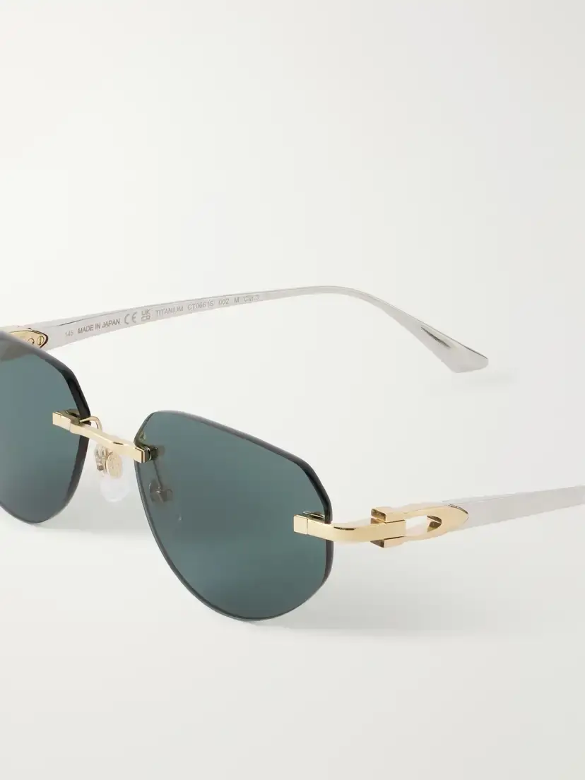 Cartier Eyewear Motifs De Cartier Rimless Oval-frame Gold And Silver-tone Metal Sunglasses | Thumbnail 3 Cartier Eyewear Motifs De Cartier Rimless Oval-frame Gold And Silver-tone Metal Sunglasses | Thumbnail 3