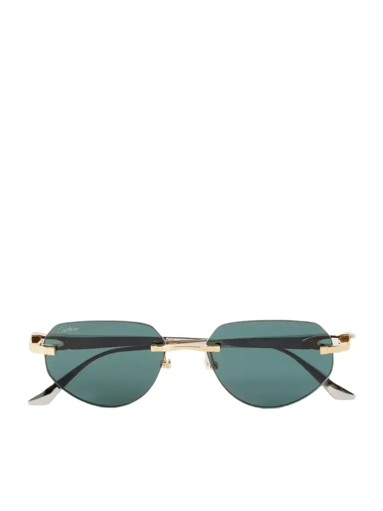 Cartier Eyewear Motifs De Cartier Rimless Oval-frame Gold And Silver-tone Metal Sunglasses