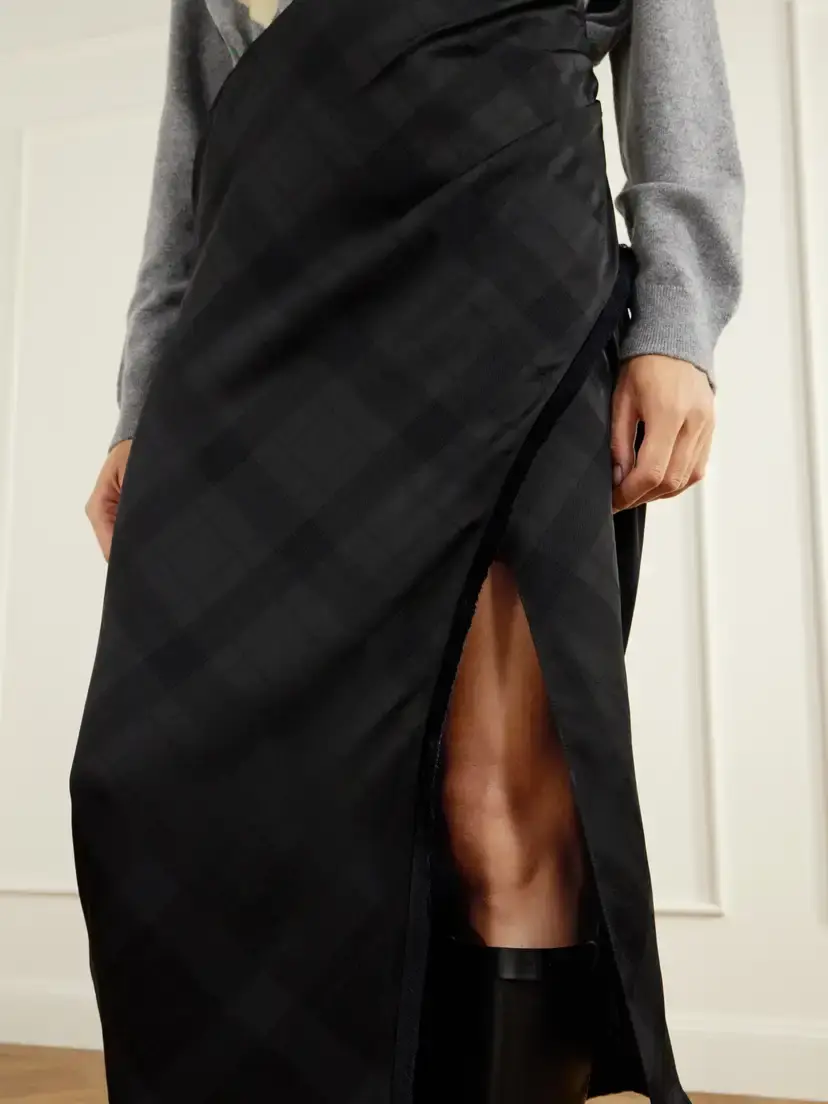 RÙADH The Alee Checked Frayed Asymmetric Satin Maxi Skirt | Thumbnail 5 RÙADH The Alee Checked Frayed Asymmetric Satin Maxi Skirt | Thumbnail 5